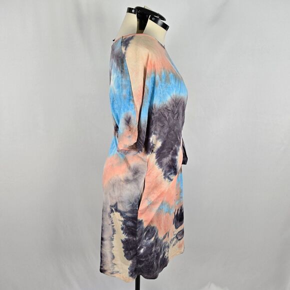 Bloomchic Dress Women's 1X Short Tie Front Round Neck Colorful Tie Dye NWT - Picture 9 of 11